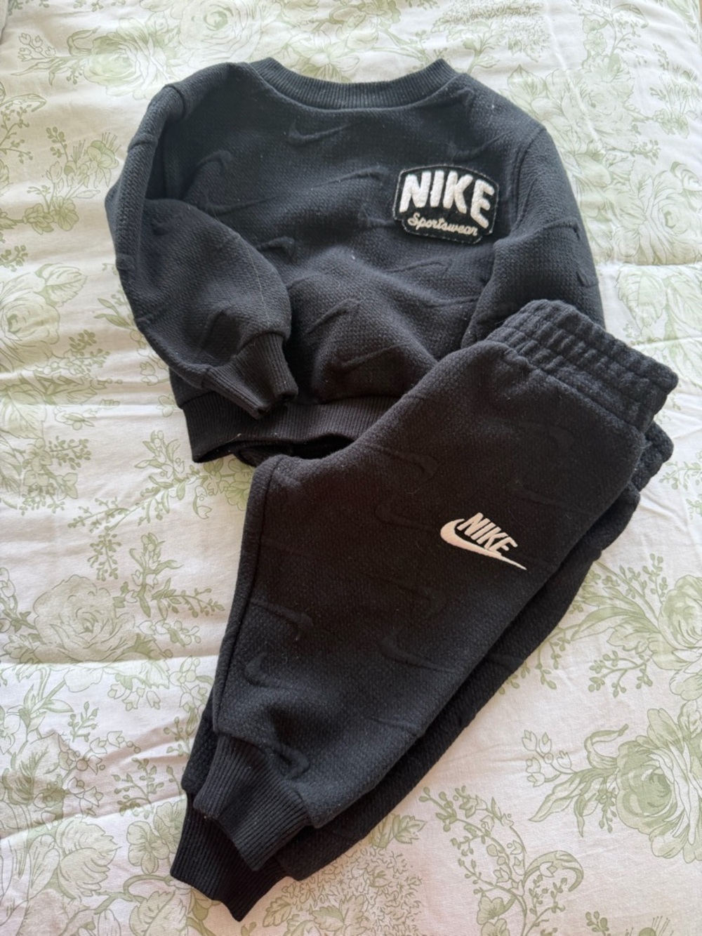 Nike Kids Black Sweatshirt & Joggers Set - Black with White Logo